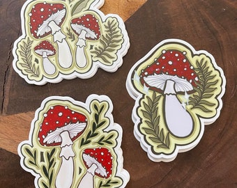 Red  Mushroom Vinyl 3 Sticker Pack