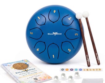 Balmy 6-Inch 8-Tone Steel Tongue Drum for Kids (White) - Calming Beginner Musical Instrument