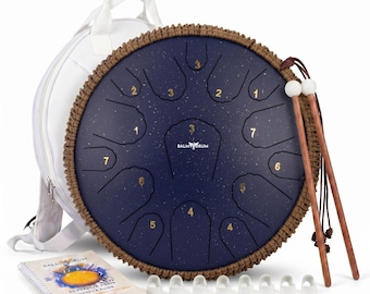 Balmy Drum Blue Steel Tongue Drum Set, 6/10/14" Handpan Instrument for Kids & Adults, Zen Yoga Meditation Chakra Sound Healing Gift