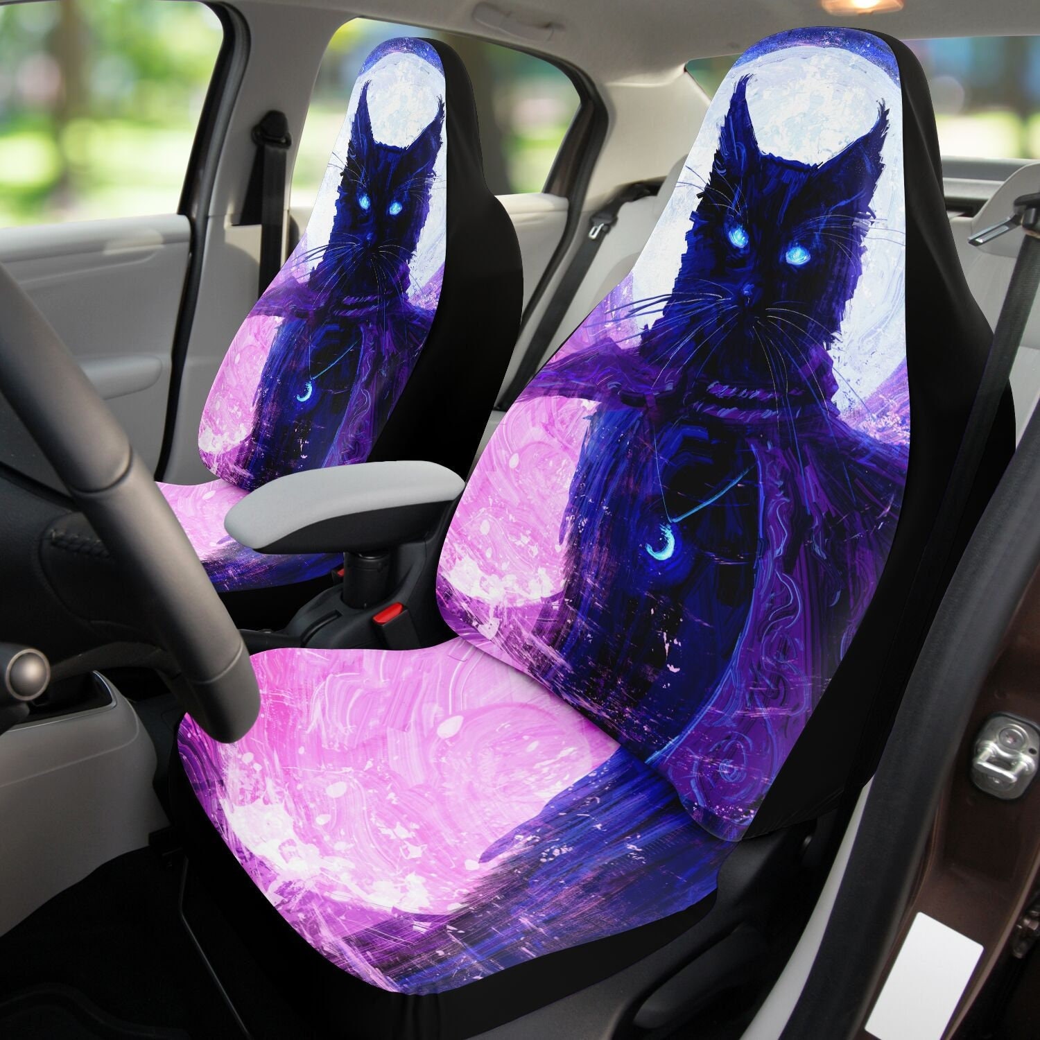 Anime Girl Cat Car Seats Covers, Grunge Gothic Car Seats Protector, Car  Accessories, Car Seat Upholstery Set Car Seat Covers Color Name: milky
