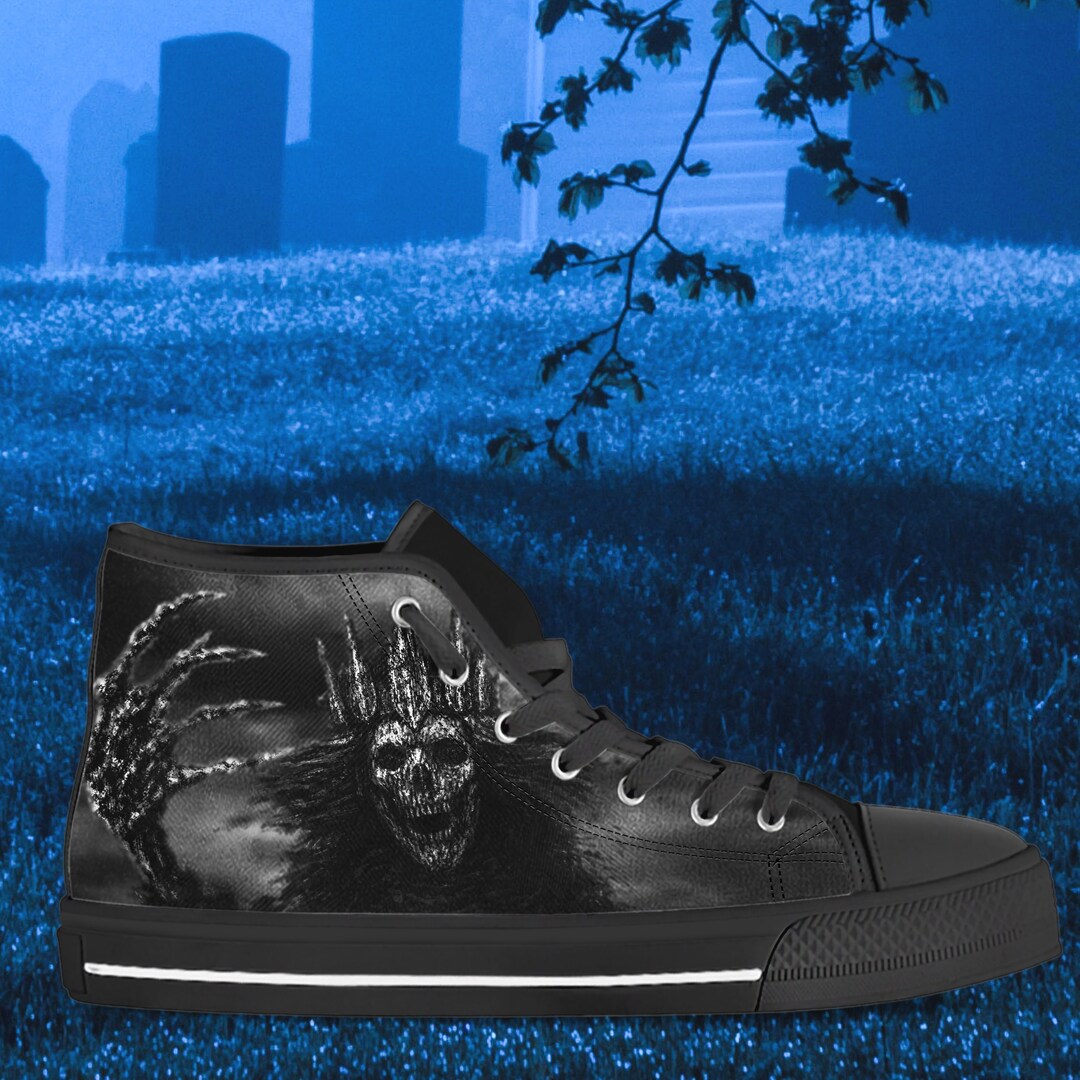 Goth Shoes Halloween Shoes Sneaker Art High Top Shoes Cute Etsy