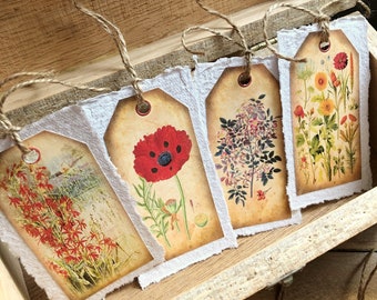 Set of 4 beautiful handmade gift tags