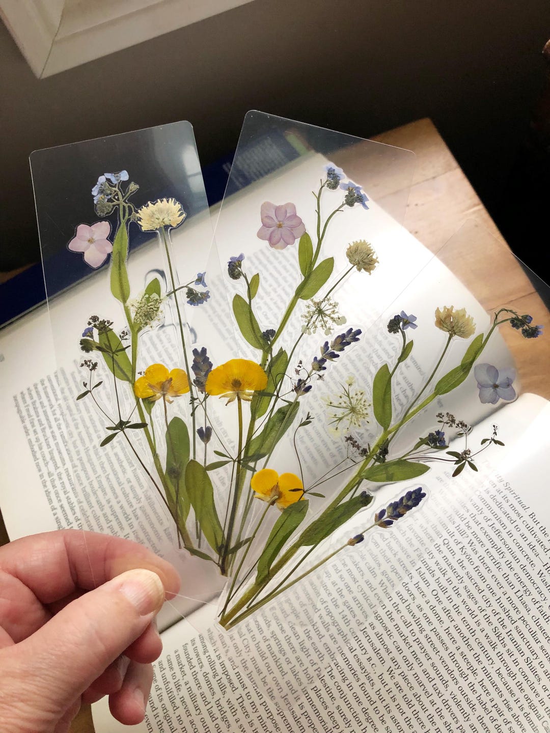 Clear Real Floral Laminated Bookmarks - Etsy