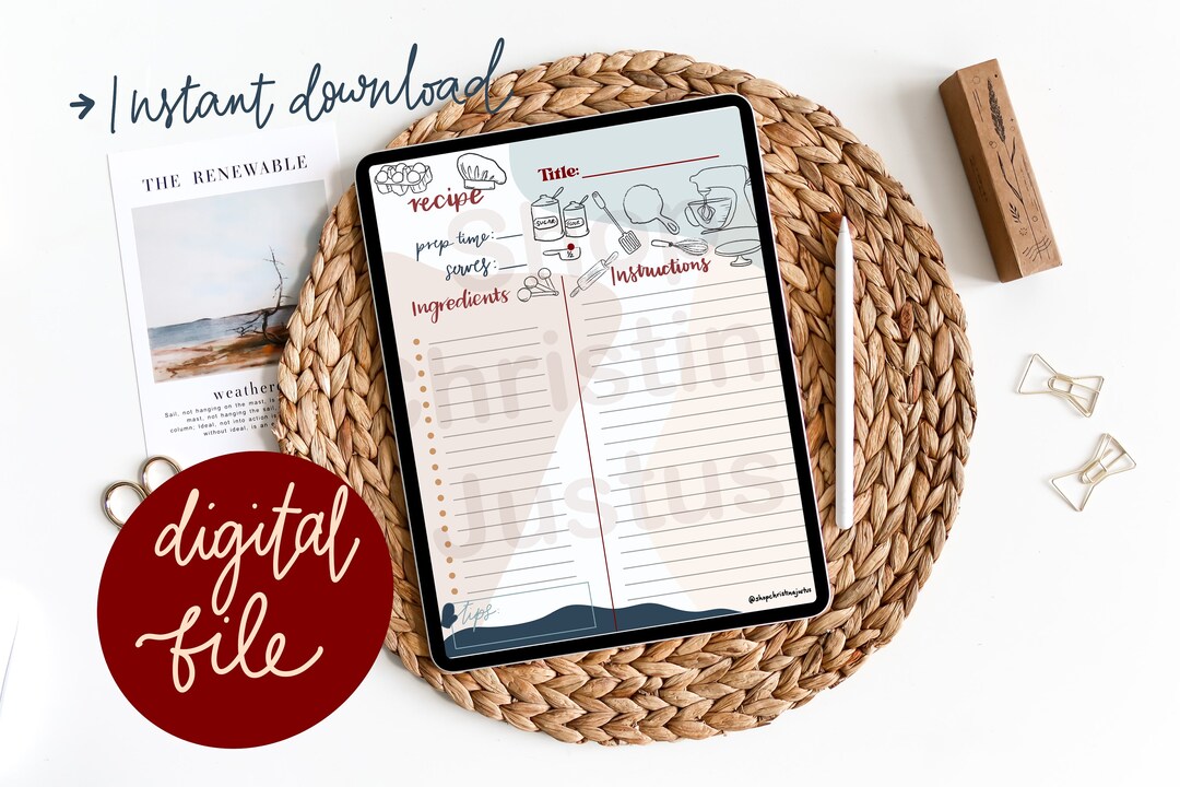 Recipe Digital Note Page / Instant Download / Notepad / Printable - Etsy