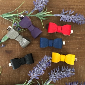 Leather Bow Clips Hair Slide, Leather Hair Clips for Girls, Toddler Hair Accessories