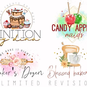 Cake bakery logo design custom Bakery dessert cake logo Baking logo Sweet treat logo design Bake business logo Rolling pin logo