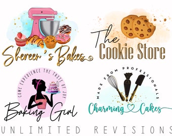 Custom Bakery Logo Design, Mixer Logo Design, Cake bakery Logo Design, Dessert logo, sweets logo, cupcake logo, baking business logo