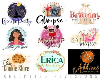 Custom logo design for business, Logo design, photography logo, Instant download, business logo, watercolor logo design, Modern logo