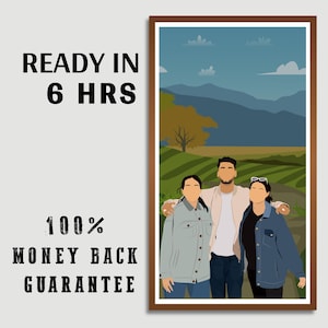 Custom Family Portrait, Cartoon Portrait, Gift For Christmas, Faceless Portrait Print, Family Illustration , Portrait From Photo
