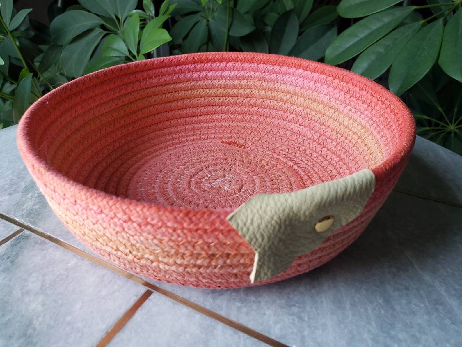 Hand Dyed Coiled Rope Basket Etsy