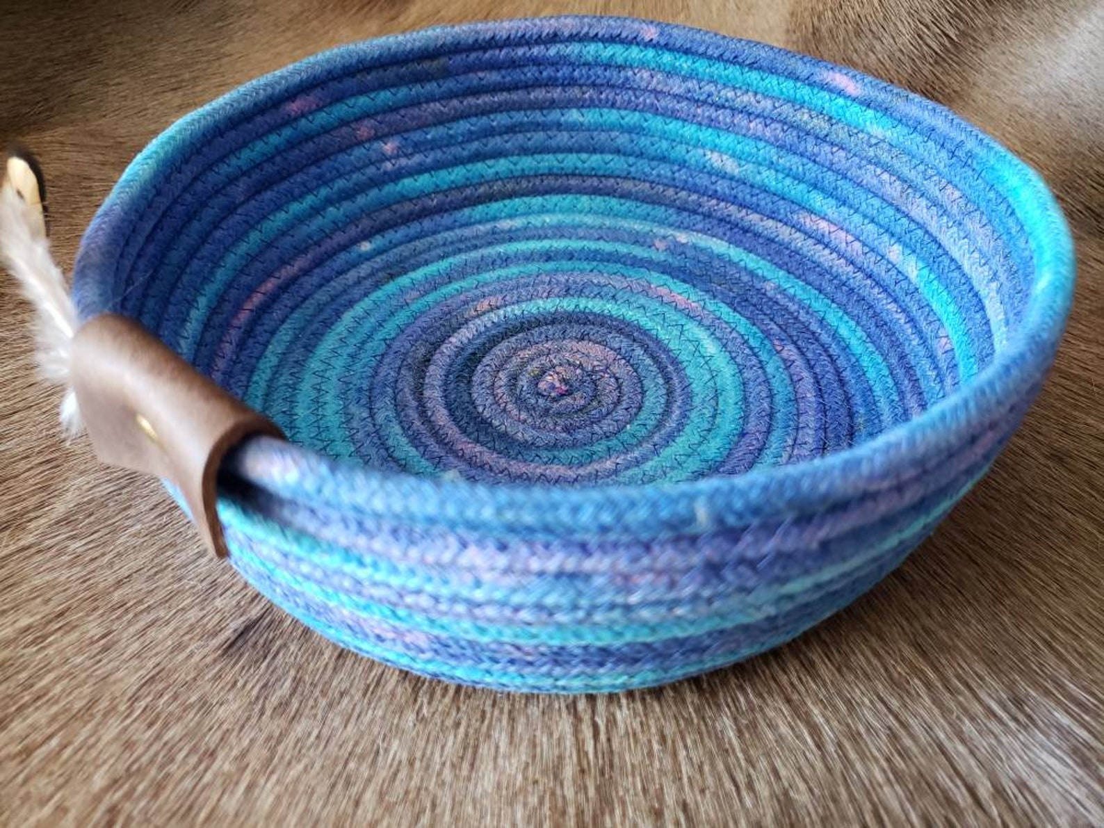 Hand Dyed Coiled Rope Basket Etsy