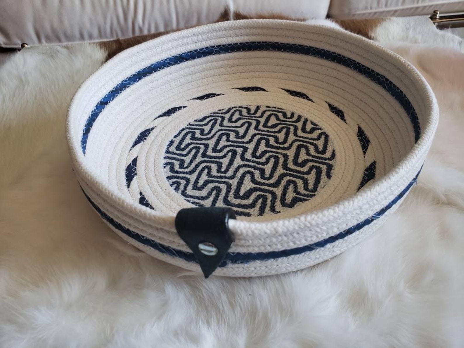 Fabric Wrapped Coiled Rope Basket Etsy