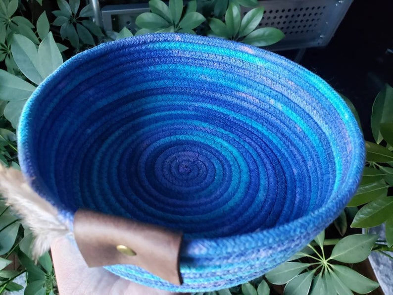 Hand Dyed Coiled Rope Basket Etsy