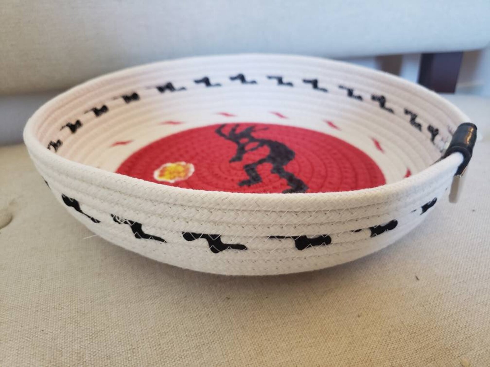 Hand Painted Coiled Rope Basket Etsy