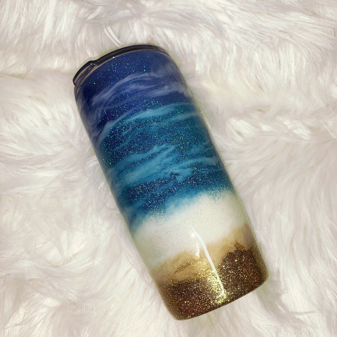 Beach Theme Tumbler Custom Beach Tumbler Beach Cup Beach Glitter