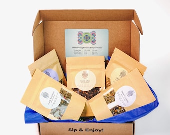 Loose Leaf Tea Gift Box: Herbal Tea Blends Sampler Kit