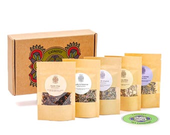 Catalyst Tea Company Kräutertee-Probierpaket | 5 handgefertigte Teemischungen in einer Geschenkbox