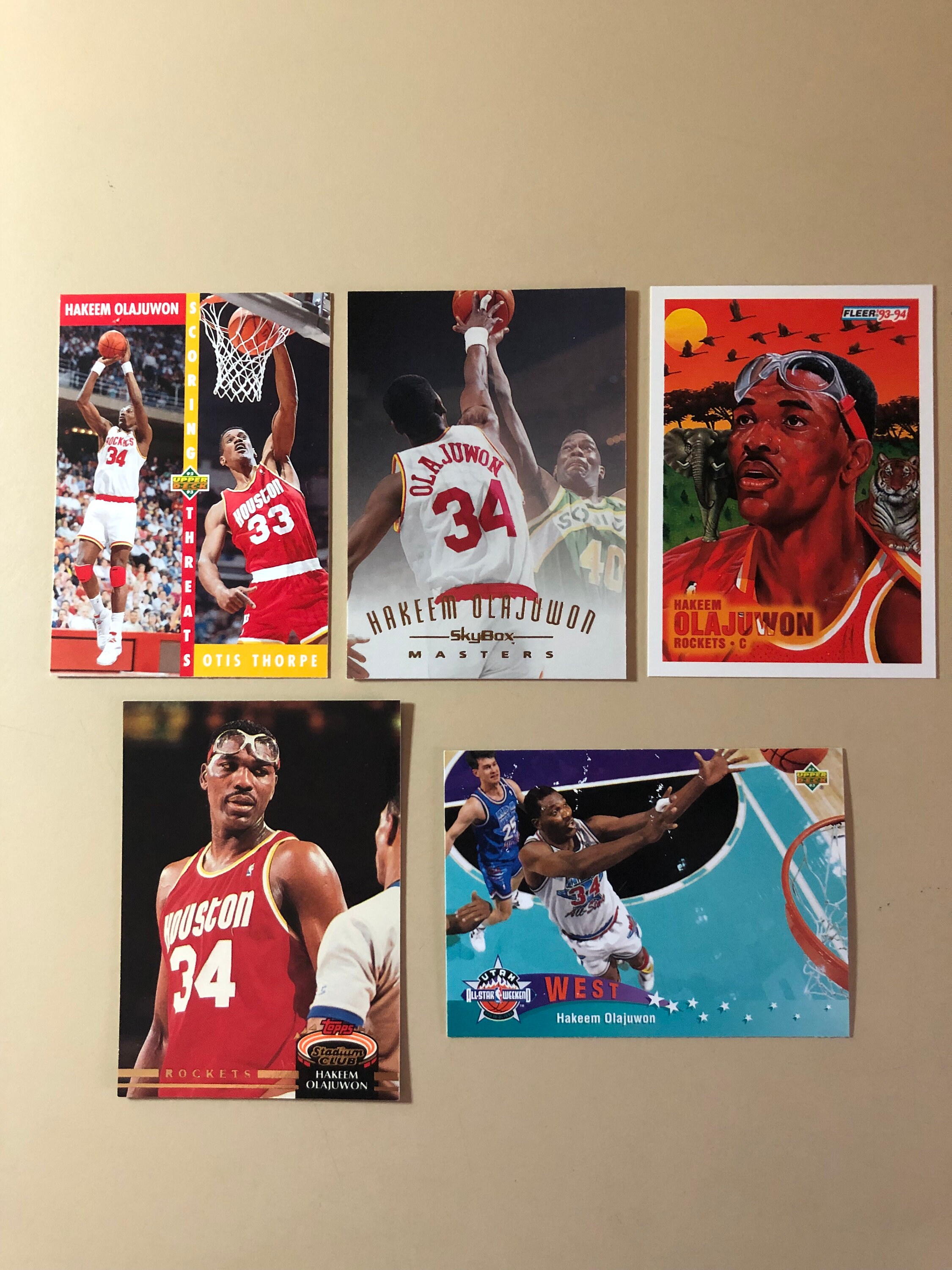 Hakeem Olajuwon Houston Rockets NBA Basketball 5x Card Lot - Etsy