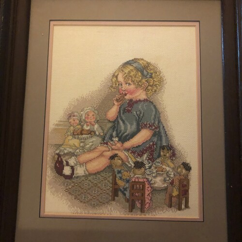 Shirley Temple Cross Stictch Needle Work Large shops Frame and Matted