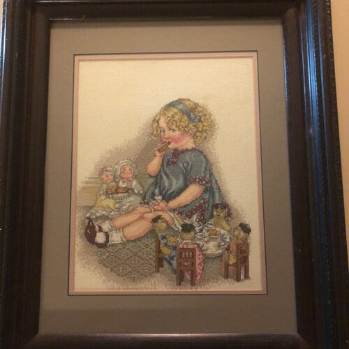 Shirley Temple Cross Stictch Needle Work Large shops Frame and Matted