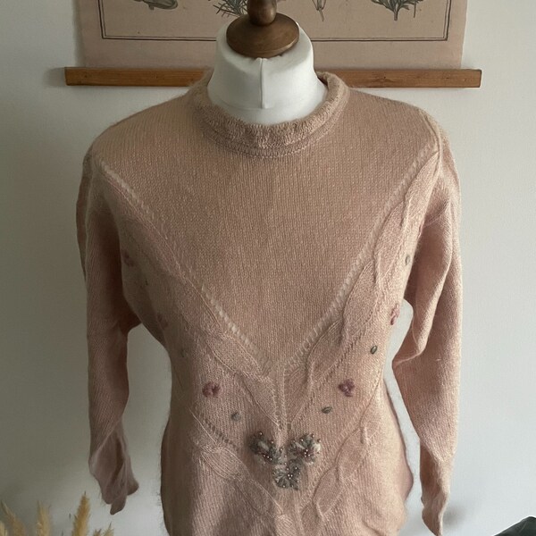 Vintage Sentieri Italian mohair embellished jumper