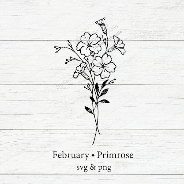 Birth Month Flower Bouquet Svg | February Primrose | Flower Svg Floral Svg Birth Month Flower Birth flower Bouquet flowers tattoo Svg Png