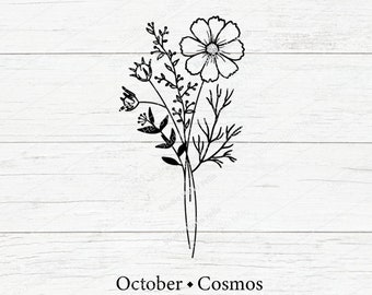 Buy Cosmos Flower Bouquet Svg File October Birth Flower Svg Online in India   Etsy