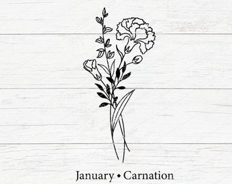 Birth Month Flower Bouquet Svg, Flower Svg,Floral Svg,Birth Month Flower,Birth flower,Flower Bouquet,flower,flowers,tattoo,Svg,Png,carnation
