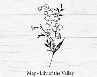 Birth Month Flower Bouquet Svg,Lily of the Valley,Flower Svg,Floral Svg,Birth Month Flower,Birth flower,Flower Bouquet,flower,tattoo,Svg,Png