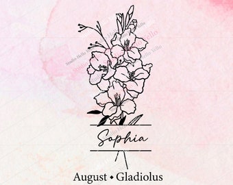 Birth Month Flower Bouquet Frame Svg Png | August Gladiolus | Flower Svg Floral Svg Birth Month Flower Birth flower Bouquet flowers Svg Png