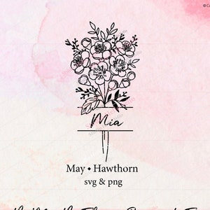 Geburtsmonat Blumenstrauß RahmenSvg Png | Mai Weißdorn | Blume geschnitten geschnitten und geschnitten