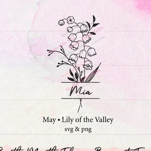 Bouquet de fleurs du mois de naissance cadre Svg, muguet, fleur du mois de naissance, Svg de fleurs, bouquet de fleurs, naissance, fleur, floral, cadre, Svg, Png