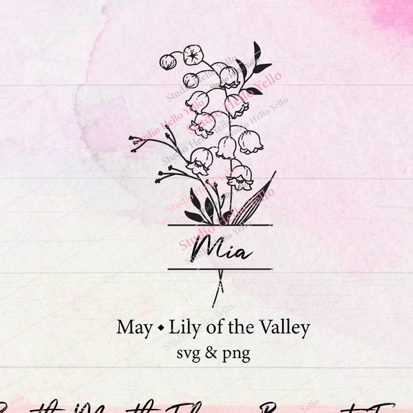Birth Month Flower Bouquet Frame Svg, Lily of the Valley, Birth Month Flower, Flower Svg, Flower Bouquet, Birth,flower,floral,frame,Svg,Png
