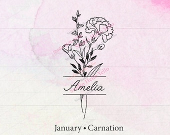 Birth Month Flower Bouquet Frame Svg,Birth Month Flower,Flower Svg,Birth flower,Flower Bouquet,flower,flowers,floral,frame,Svg,Png,carnation