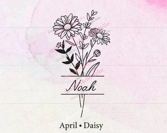 Birth Month Flower Bouquet Frame Svg, Birth Month Flower, Daisy, Flower Svg, Birth flower,Flower Bouquet,flower,flowers,floral,frame,Svg,Png