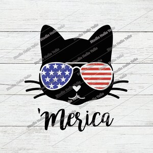 Merica chat Svg, 4 juillet Svg, chat Svg, 4 juillet chat Svg, drapeau américain Svg, drapeau, patriotique, chat, chats, maman chat, 4 juillet, Merica, Svg, png, Dxf