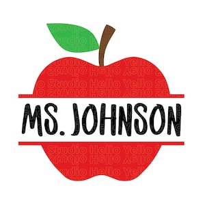 Apple Name Frame Svg, Apple Split Monogram, Teacher Svg, School Svg, Back to School svg, Png, Dxf, Cut file, Cricut, Silhouette, Glowforge