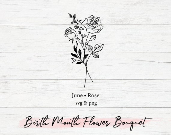 Birth Month Flower Bouquet Svg Rose Svg Flower Svgfloral - Etsy Birth Month Flower Bouquet Svg Rose Svg Flower Svgfloral - Etsy