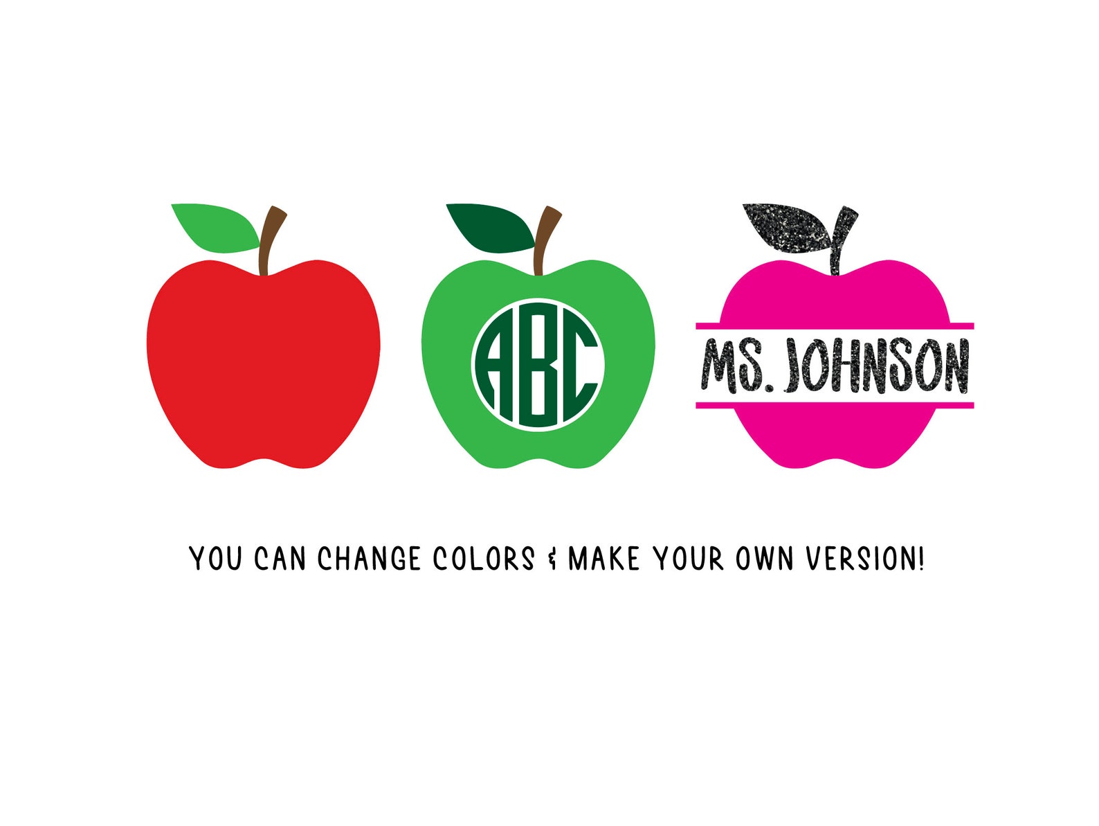 Apple Name Frame Svg Bundle, Apple Svg, Apple Clipart, Apple Monogram ...