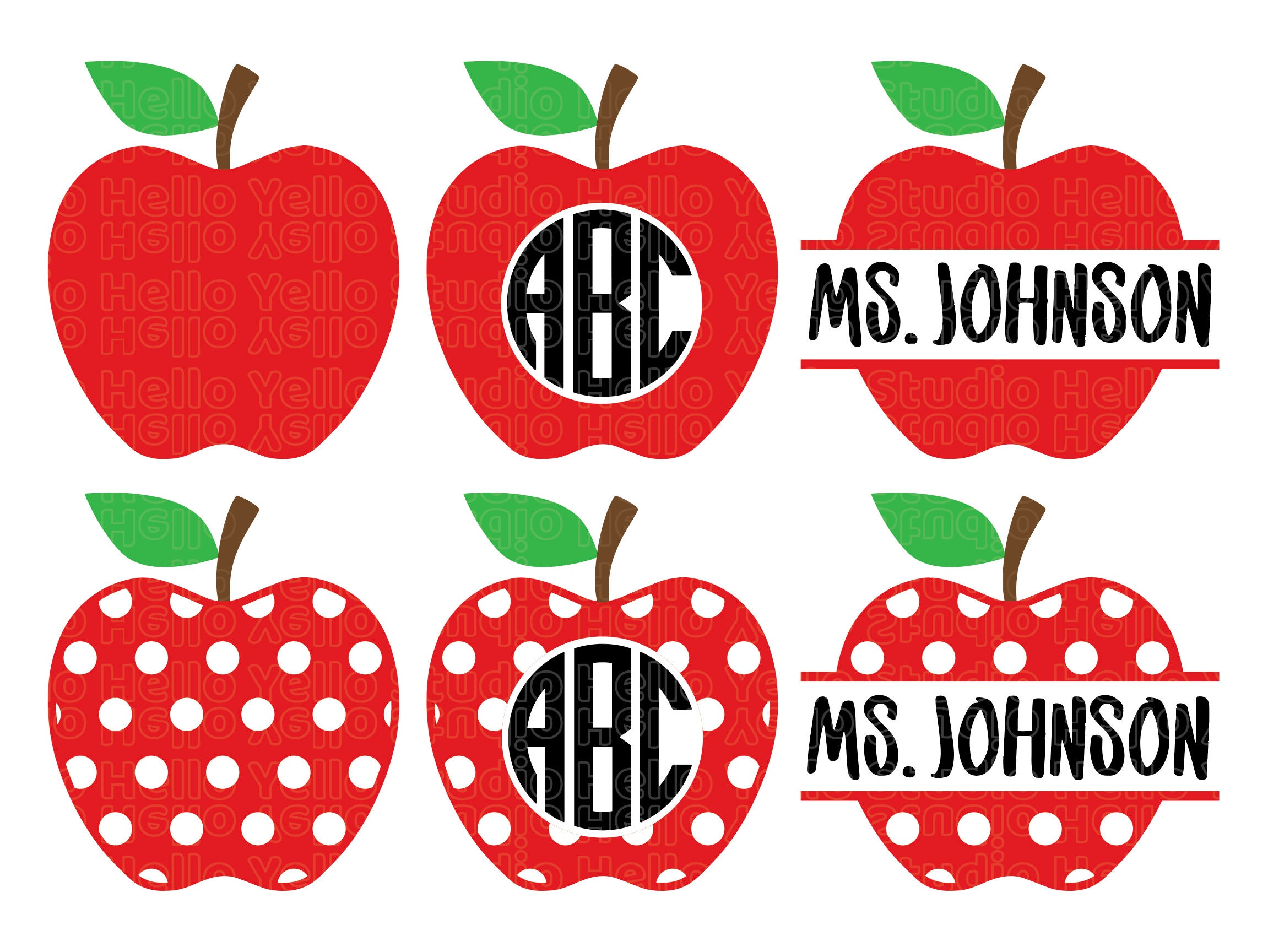 Apple Name Frame Svg Bundle Apple Svg Apple Clipart Apple Etsy