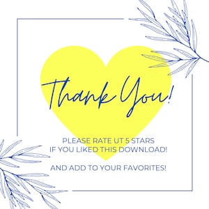 Puede incluir: Un coraz&oacute;n amarillo con el texto "Thank You!" dentro de un marco azul. El texto debajo del coraz&oacute;n dice "PLEASE RATE UT 5 STARS IF YOU LIKED THIS DOWNLOAD! AND ADD TO YOUR FAVORITES!"