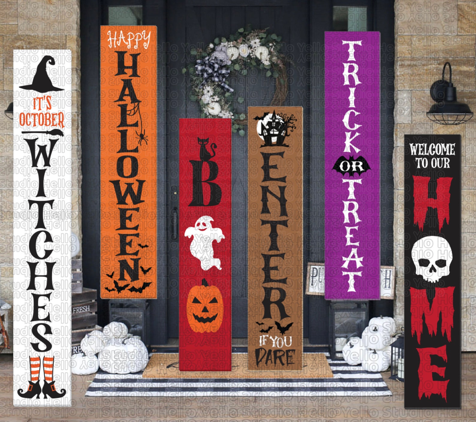 Halloween Porch Sign Svg Bundle Welcome Sign Svg Fall Porch | Etsy