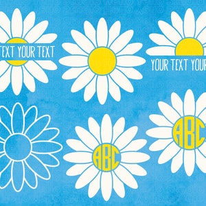 Daisy SVG, Daisy Svg Bundle, Daisy monogramma cornice Svg, Split Daisy Svg, Half Daisy Svg, File di taglio per Cricut, Silhouette, file Glowforge