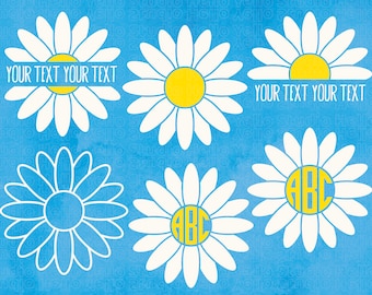 Daisy SVG, Daisy Svg Bundle, Daisy monogram frame Svg, Split Daisy Svg, Half Daisy Svg, Cut files for Cricut, Silhouette, Glowforge files