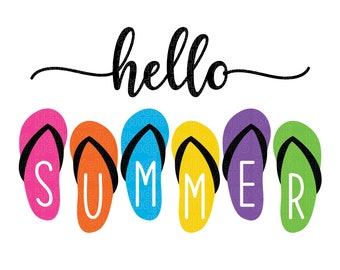 Hello Summer Flip Flops SVG, Summer Sign, Front Door Decor (Digital Download)