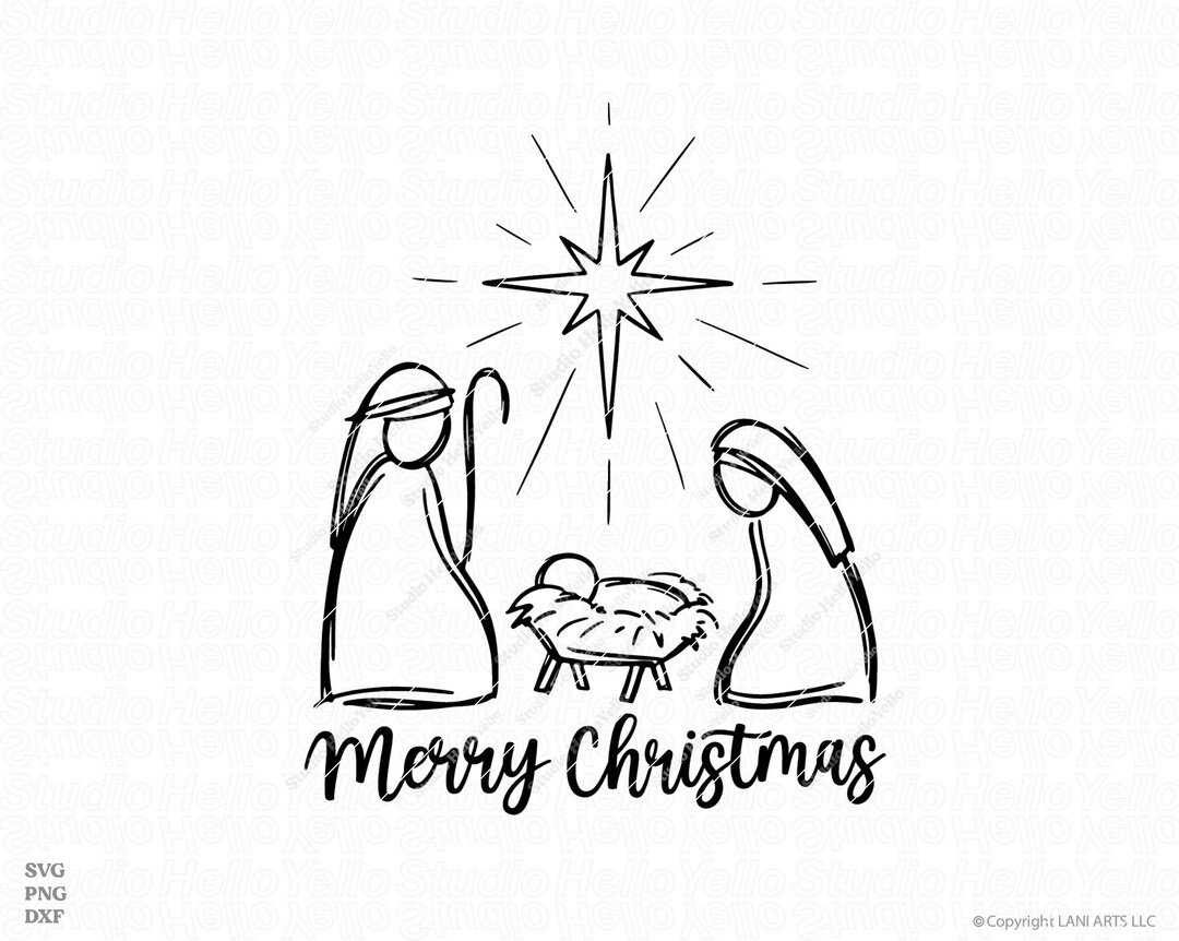 Kerststal Svg Png Dxf Hand getrokken christelijke kerst Advent Jezus engel  religieuze kerst Merry Christmas instant digitale download - Etsy België, image size:1080x862