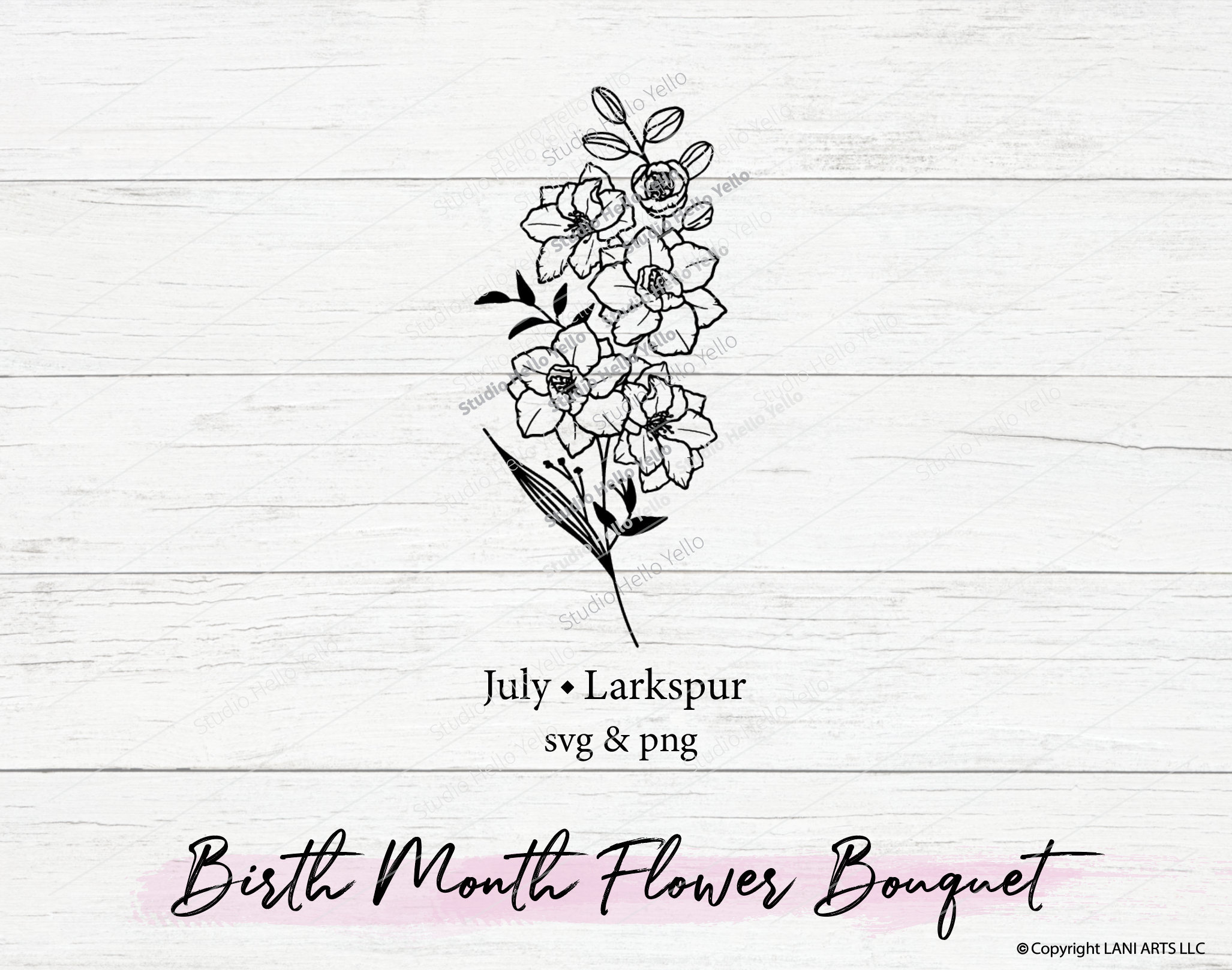 Larkspur Flower Tattoo: Black & White Elegance