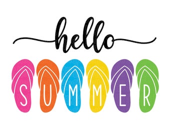 Hello Summer Flip Flops SVG, Summer Sign, Cricut Files (Digital Download)