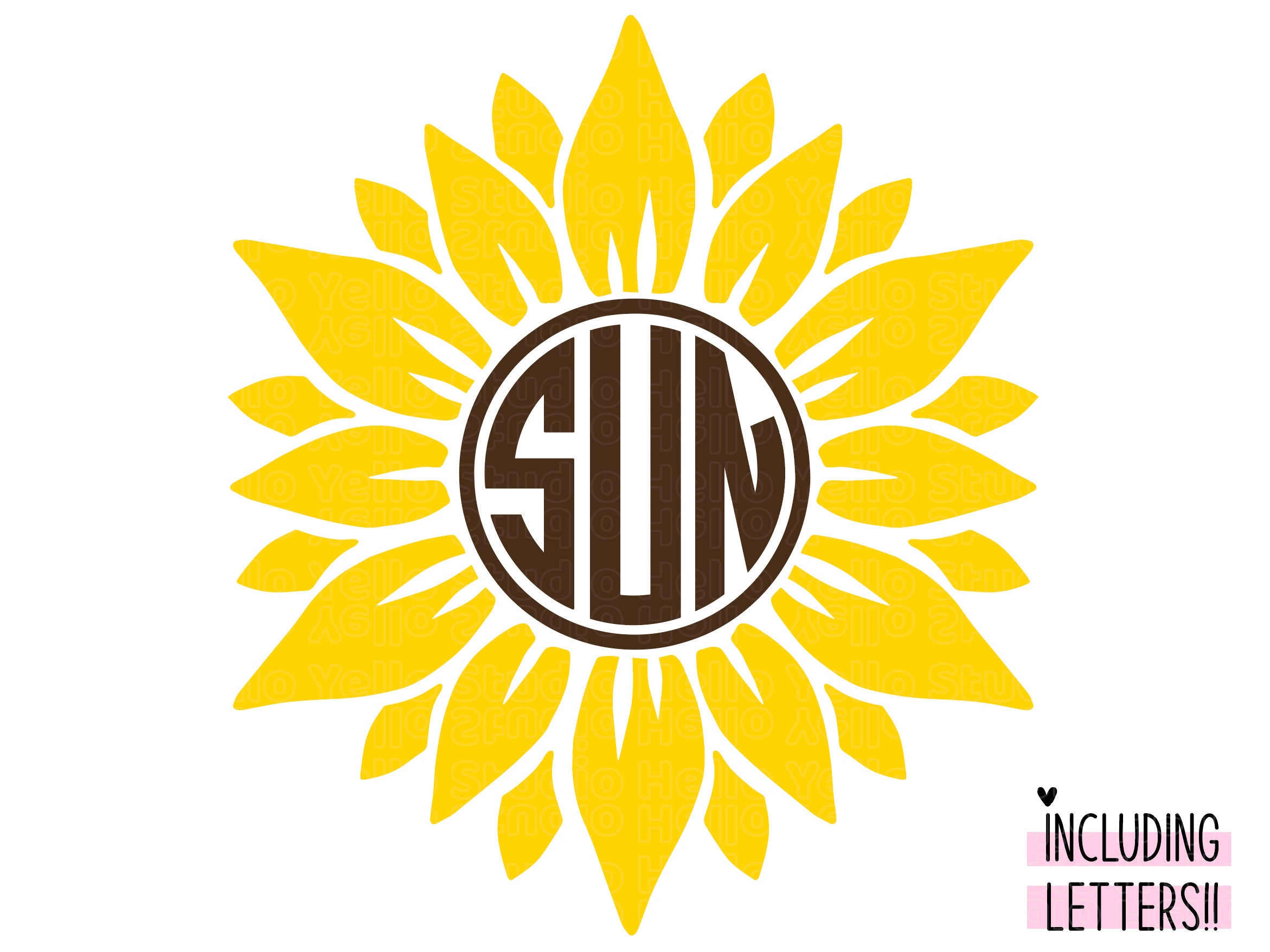 Sunflower Monogram Circle Svg