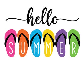 Hello Summer Flip Flops SVG, Summer Sign (Digital Download)